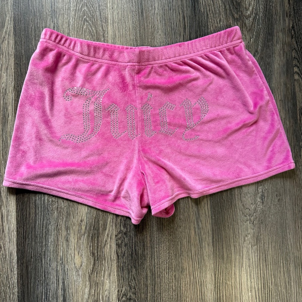 Juicy‎ Couture Pink Velour Rhinestone Logo Sleep Shorts Womens Medium Lounge Hot
